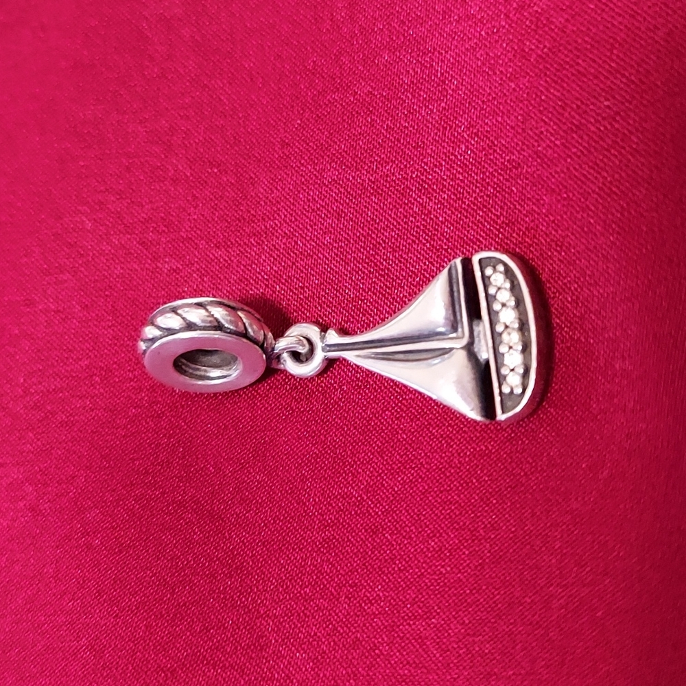 Pandora Sail Boat Charm with CZ accent Stones Slide Charm